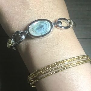 1976 vintage Avon bracelet silver gold abalone